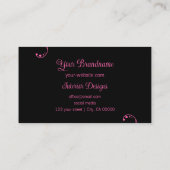 Moderne roze en zwarte ornamental viribbel  visitekaartje (Achterkant)