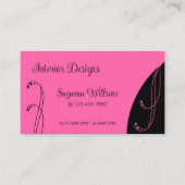 Moderne roze en zwarte ornamental viribbel  visitekaartje (Voorkant)