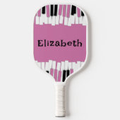 Moderne roze en zwarte pianoketoestel pickleball paddle (Voorkant)