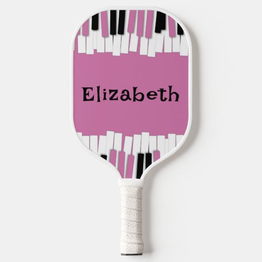 Moderne roze en zwarte pianoketoestel pickleball paddle (Voorkant)