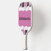 Moderne roze en zwarte pianoketoestel pickleball paddle (Links)