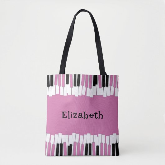 Moderne roze en zwarte pianoketoestel tote bag (Voorkant)