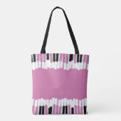 Moderne roze en zwarte pianoketoestel tote bag (Achterkant)