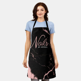 Moderne roze en zwarte standaard stylist schort