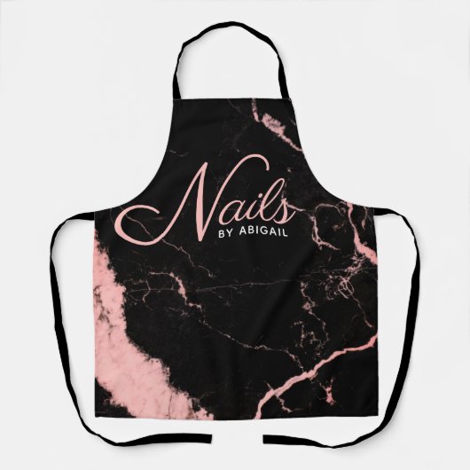 Moderne roze en zwarte standaard stylist schort (Voorkant)