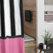 Moderne Roze en Zwarte Streep Dorm Room Douchegordijn
