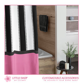Moderne Roze en Zwarte Streep Dorm Room Douchegordijn
