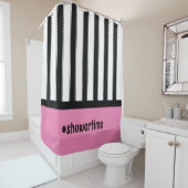 Moderne Roze en Zwarte Streep Dorm Room Douchegordijn (In situ)