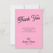 Moderne roze en zwarte verjaardag bedankkaart (Voorkant)