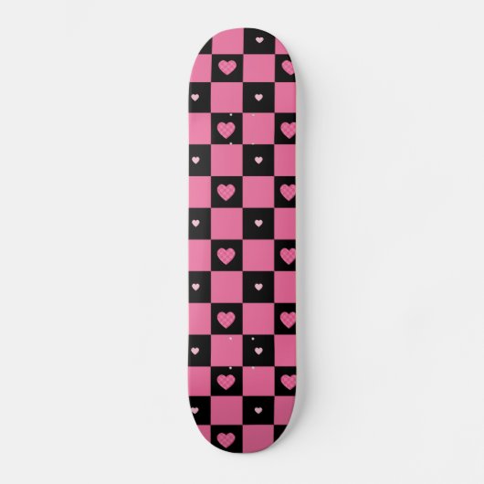 Moderne roze en zwarte vinkjes die het meesleepje  skateboard (Voorkant)