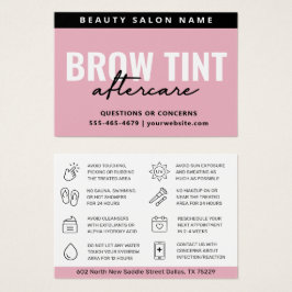 Moderne roze Eyebrow Tint Aftercare Kaart
