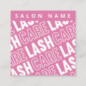 Moderne roze Eyelash Extensions Lash Aftercare Vierkante Visitekaartje (Voorkant)