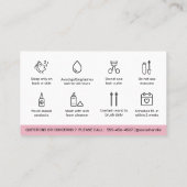 Moderne roze Eyelash Extensions Lash Aftercare Visitekaartje (Achterkant)
