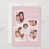 Moderne Roze “Fa La La” Multi Foto Kerstkaart (Voorkant)