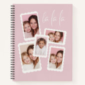 Moderne Roze “Fa La La” Multi Foto Notitieboek (Voorkant)