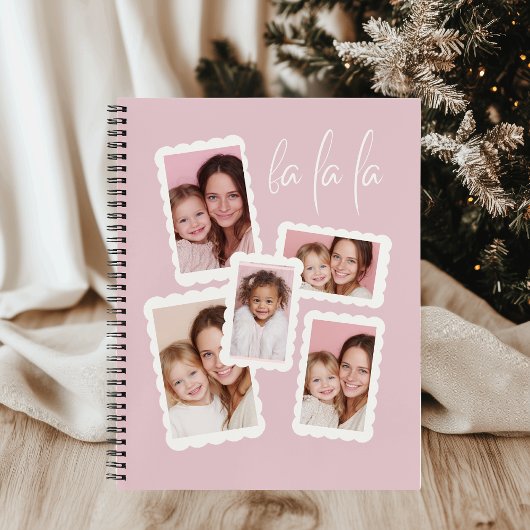 Moderne Roze “Fa La La” Multi Foto Notitieboek