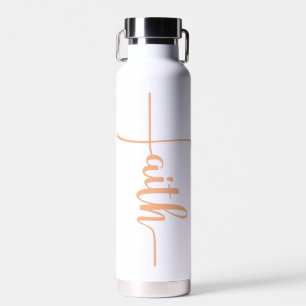 Moderne Roze Faith Script Kruis Waterfles