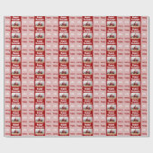 Moderne roze familie met kerstfeest cadeaupapier (Vlak)