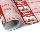 Moderne roze familie met kerstfeest cadeaupapier (Rol Hoek)