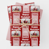 Moderne roze familie met kerstfeest inpakpapier vel (In situ)