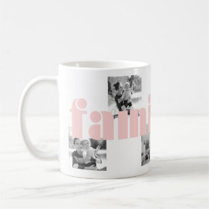 Moderne Roze Familie Type Vier Foto met Monogram Koffiemok