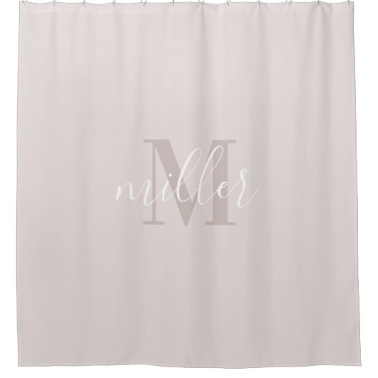 Moderne Roze Familienaam Monogram Douchegordijn (Voorkant)