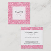 Moderne roze faux glitter vierkante visitekaartje (Voorkant / Achterkant)