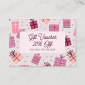 Moderne roze feestelijke kerstbusiness kortingskaartje (Voorkant)