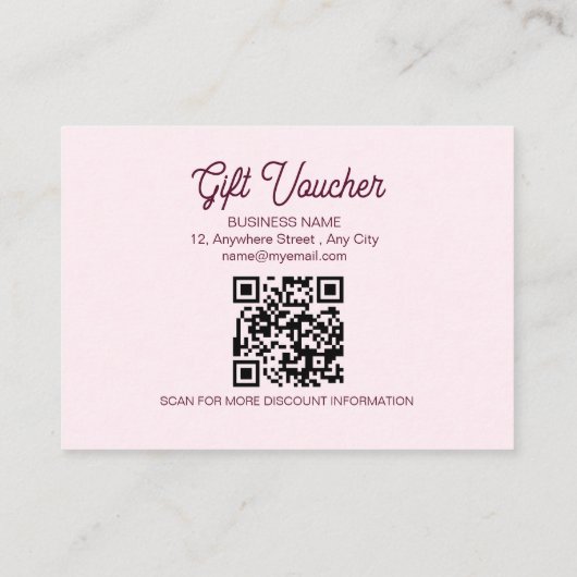 Moderne roze feestelijke kerstbusiness kortingskaartje (Achterkant)