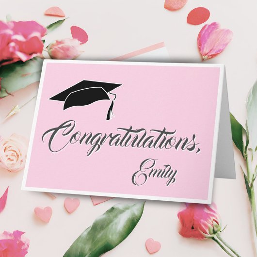 Moderne Roze Felicitaties Afstuderen Kaart