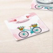 Moderne roze fiets kartonnen onderzetters (Schuin)