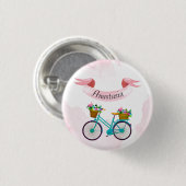 Moderne roze fiets ronde button 3,2 cm (Voorkant /achterkant)