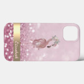 Moderne Roze Flamingo Bloem Glitter Bokeh Case-Mate iPhone Case (Achterkant (horizontaal))