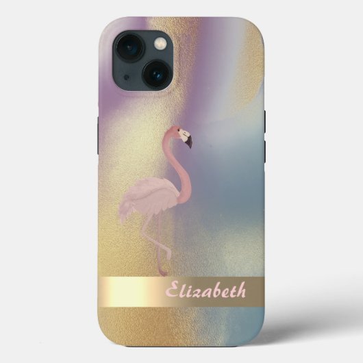 Moderne roze flamingo Colorful Gold Case-Mate iPhone Case (Achterkant)