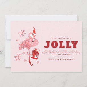 Moderne Roze Flamingo Custom Christmas Feestdagenkaart