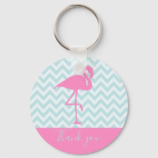 Moderne Roze Flamingo, Dank u Sleutelhanger (Voorkant)