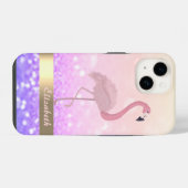 Moderne Roze Flamingo Glitter Bokeh iPhone Hoesje (Achterkant horizontaal)