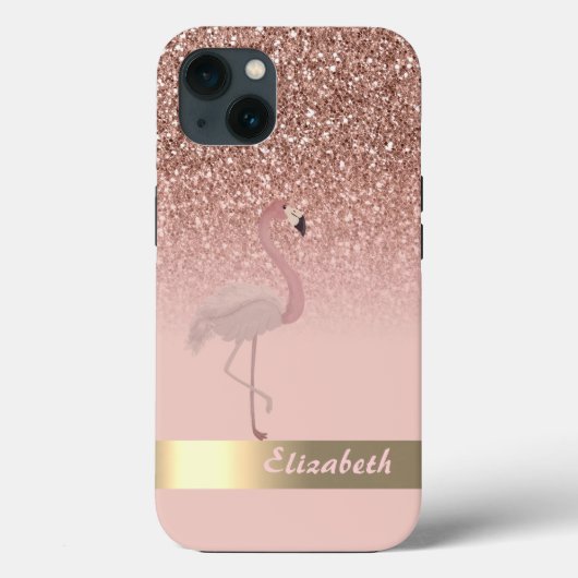 Moderne Roze Flamingo Glitter Pailletten Case-Mate iPhone Case (Achterkant)