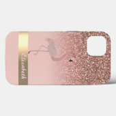 Moderne roze flamingo Glitter Sequin Case-Mate iPhone Case (Achterkant (horizontaal))