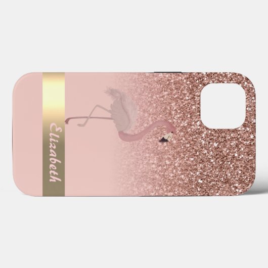Moderne roze flamingo Glitter Sequin Case-Mate iPhone Case (Achterkant (horizontaal))