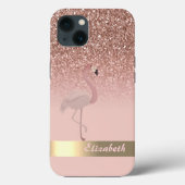 Moderne roze flamingo Glitter Sequin Case-Mate iPhone Case (Achterkant)