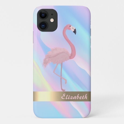 Moderne Roze Flamingo Holografisch Abstract Case-Mate iPhone Case (Achterkant)