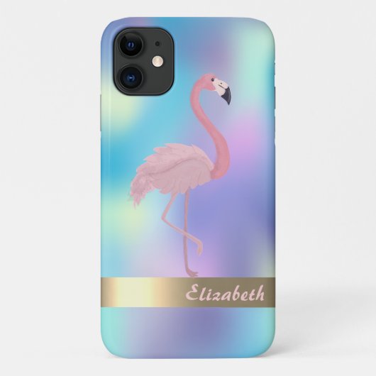 Moderne Roze Flamingo Holografisch Case-Mate iPhone Case (Achterkant)