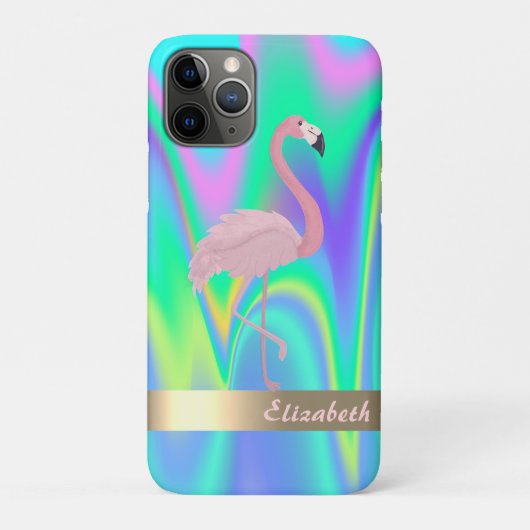 Moderne Roze Flamingo Holografisch - Gepersonalise Case-Mate iPhone Case (Achterkant)