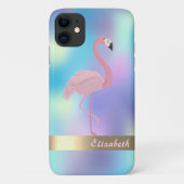 Moderne roze flamingo Holographic Case-Mate iPhone Case (Achterkant)