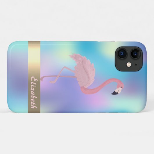 Moderne roze flamingo Holographic Case-Mate iPhone Case (Achterkant (horizontaal))