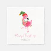 Moderne roze flamingo kerst servet (Voorkant)