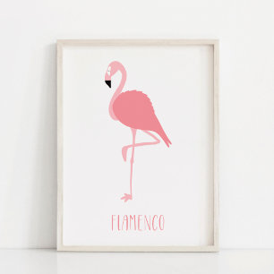 Moderne roze flamingo kunst poster