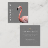 Moderne roze Flamingo Minimalist Square Business C Vierkante Visitekaartje (Voorkant / Achterkant)
