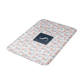 Moderne Roze Flamingo Monogram Badmat (Gekanteld)